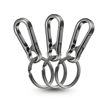 3er Set graue Metall-Schlüsselkarabiner mit Schlüsselringen, robust und praktisch für Schlüssel, Rucksäcke, Taschen und kreative DIY-Projekte